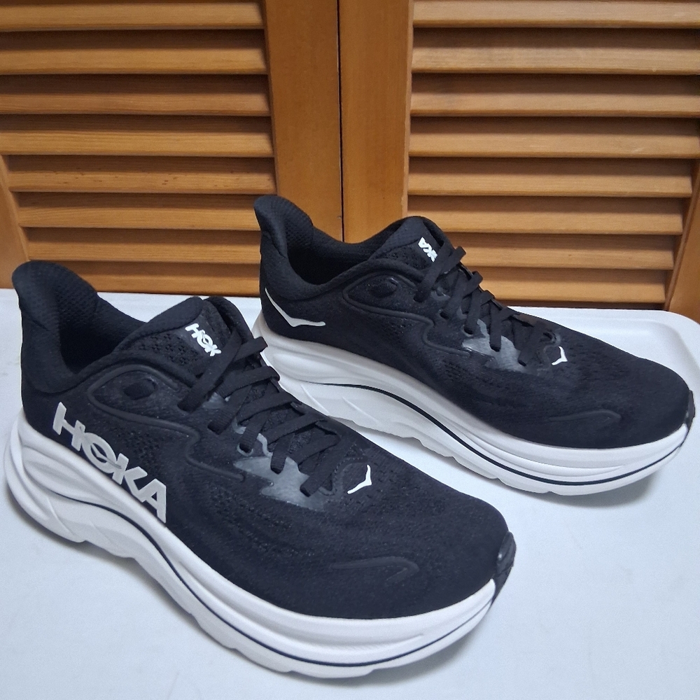 Hoka Black and White Athletic Running Shoes - Picture 3 of 8